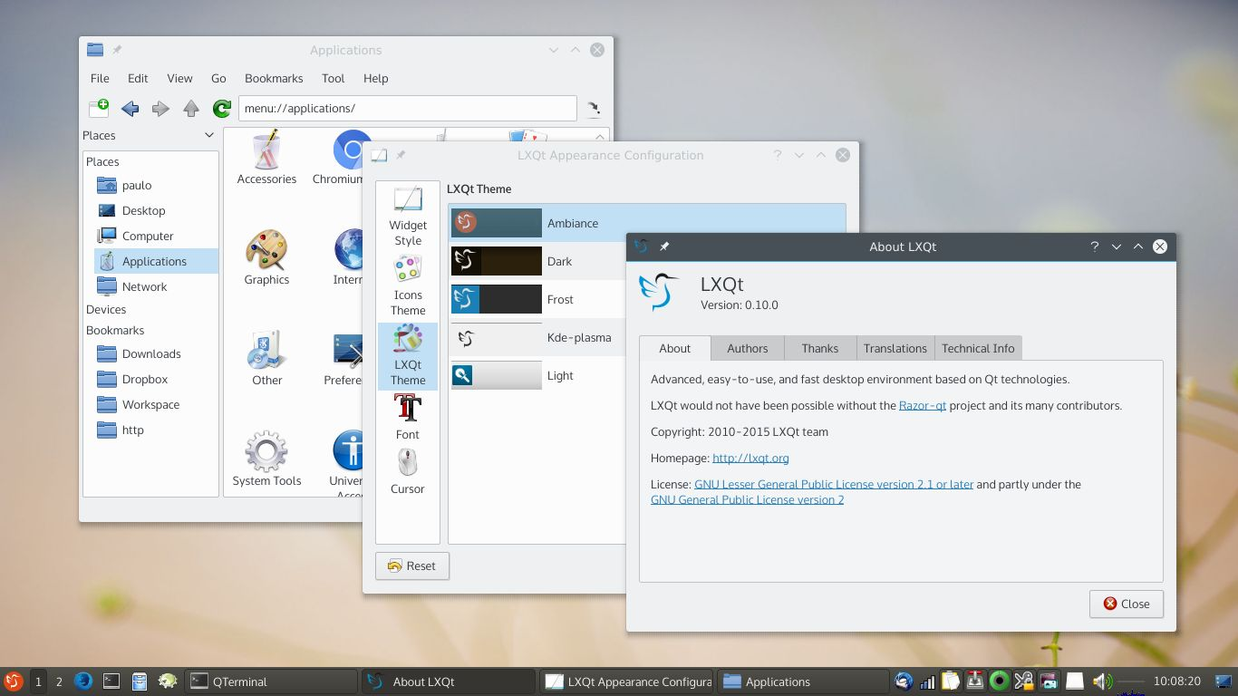 screenshot of the desktop environment LXQt